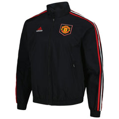 Adidas - Manchester United 2022/23 On-Field Team Logo Anthem Reversible Full-Zip Jacket - Black