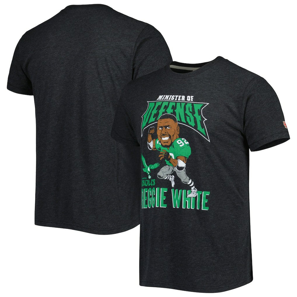 Reggie White Philadelphia Eagles Homage Unisex Unisex Caricature Retired Player Tri-Blend T-Shirt - Heather Black - NFL