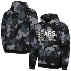 Chicago Bears The Wild Collective Camo Pullover Hoodie - Black - NFL