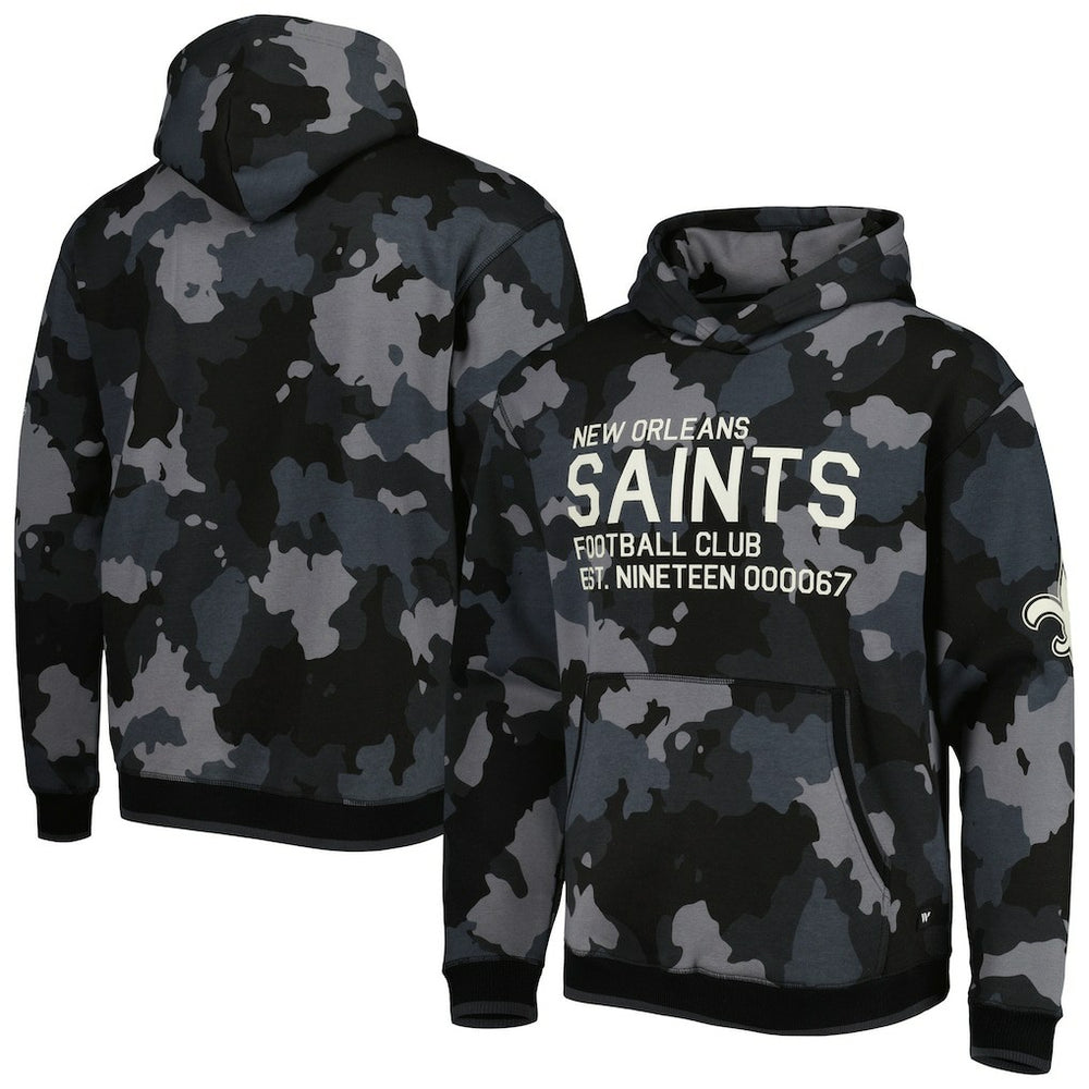 New Orleans Saints The Wild Collective Camo Pullover Hoodie - Black - NFL