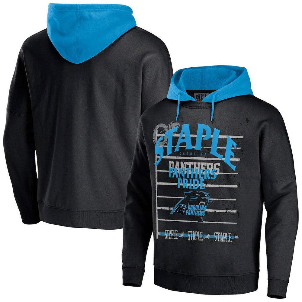 Carolina Panthers NFL x Staple Throwback Vintage Wash Pullover Hoodie - Black - NFL