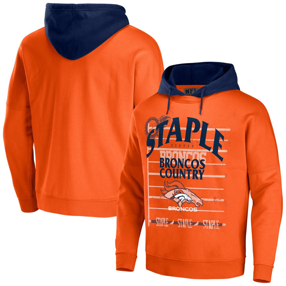 Denver Broncos NFL x Staple Throwback Vintage Wash Pullover Hoodie - Orange - NFL
