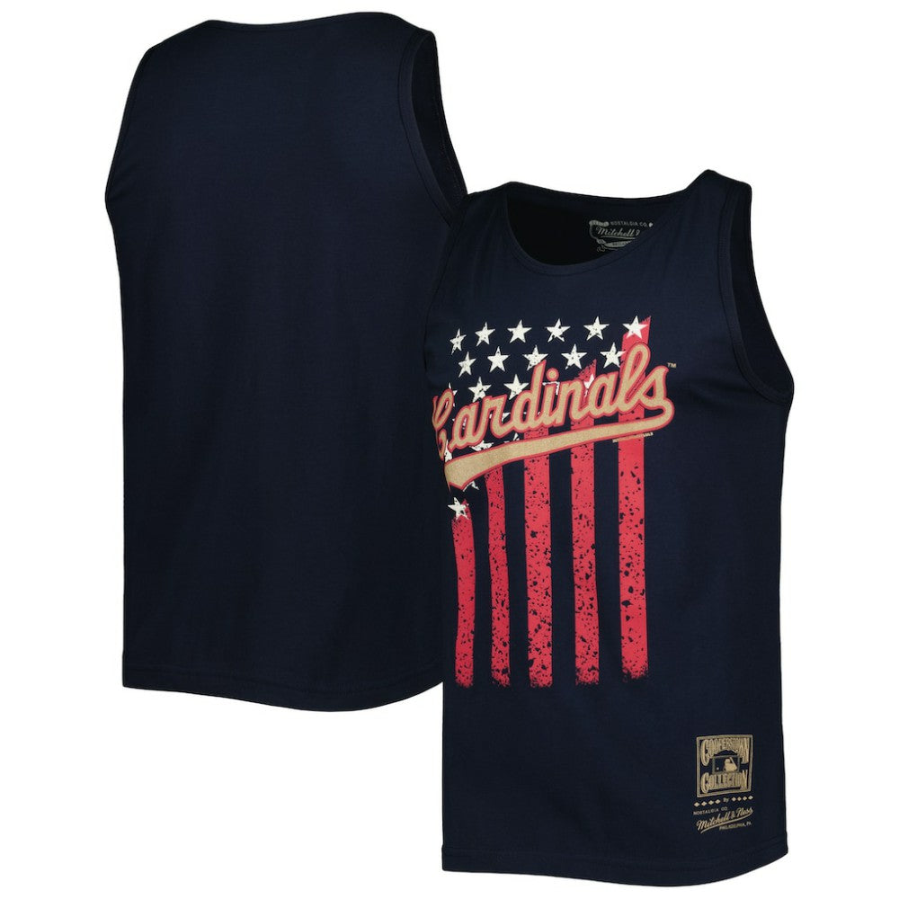 St. Louis Cardinals Mitchell & Ness Cooperstown Collection Stars and Stripes Tank Top Discount