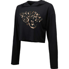 Jacksonville Jaguars Majestic Threads Women's Leopard Cropped Pullover Hoodie - Black - NFL