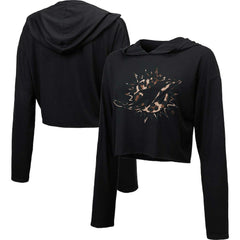 Miami Dolphins Majestic Threads Women's Leopard Cropped Pullover Hoodie - Black - NFL