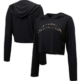 Los Angeles Chargers Majestic Threads Women's Leopard Cropped Pullover Hoodie - Black - NFL