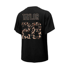 Jonathan Taylor Indianapolis Colts Majestic Threads Women's Leopard Player Name & Number T-Shirt - Black - NFL