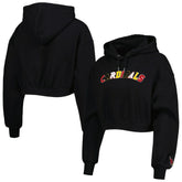 Arizona Cardinals The Wild Collective Women's Cropped Pullover Hoodie - Black - NFL