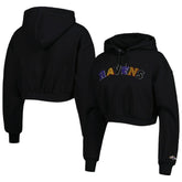 Baltimore Ravens The Wild Collective Women's Cropped Pullover Hoodie - Black - NFL