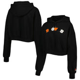 Cleveland Browns The Wild Collective Women's Cropped Pullover Hoodie - Black - NFL