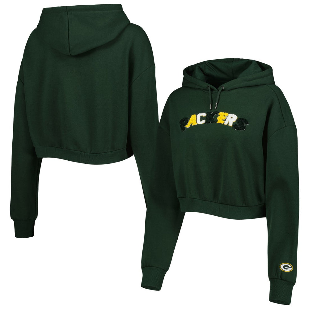 Green Bay Packers The Wild Collective Women's Cropped Pullover Hoodie - Green - NFL