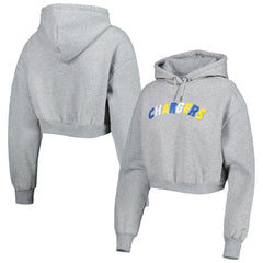 Los Angeles Chargers The Wild Collective Women's Cropped Pullover Hoodie - Gray - NFL