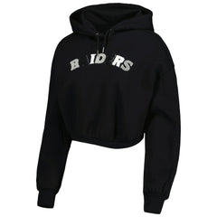 Las Vegas Raiders The Wild Collective Women's Cropped Pullover Hoodie - Black - NFL