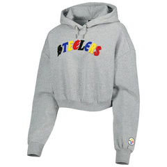 Pittsburgh Steelers The Wild Collective Women's Cropped Pullover Hoodie - Gray - NFL