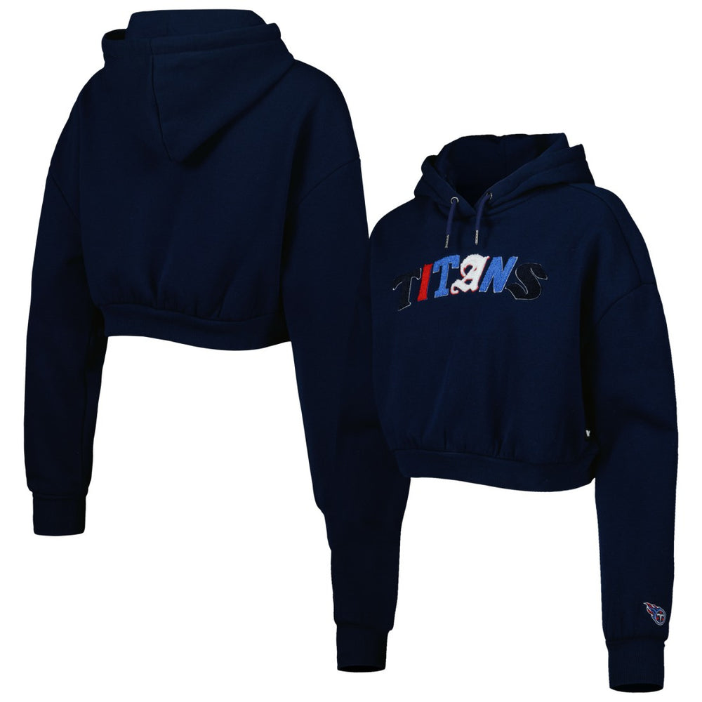 Tennessee Titans The Wild Collective Women's Cropped Pullover Hoodie - Navy - NFL