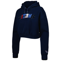 Tennessee Titans The Wild Collective Women's Cropped Pullover Hoodie - Navy - NFL