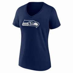 Seattle Seahawks Women's Icon Primary Logo V-Neck T-Shirt - College Navy - Fanatics