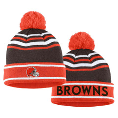 Cleveland Browns WEAR by Erin Andrews Women's Colorblock Cuffed Knit Hat with Pom and Scarf Set - Orange - NFL