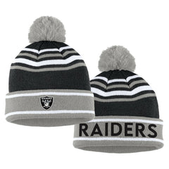 Las Vegas Raiders WEAR by Erin Andrews Women's Colorblock Cuffed Knit Hat with Pom and Scarf Set - Black - NFL