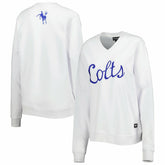 Indianapolis Colts The Wild Collective Women's Cheer V-Neck Fleece Pullover Sweatshirt - White - NFL