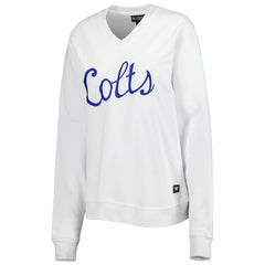Indianapolis Colts The Wild Collective Women's Cheer V-Neck Fleece Pullover Sweatshirt - White - NFL