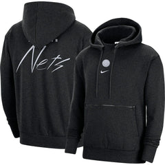 Nike Brooklyn Nets Courtside Versus Flight Pullover Hoodie Heather Black