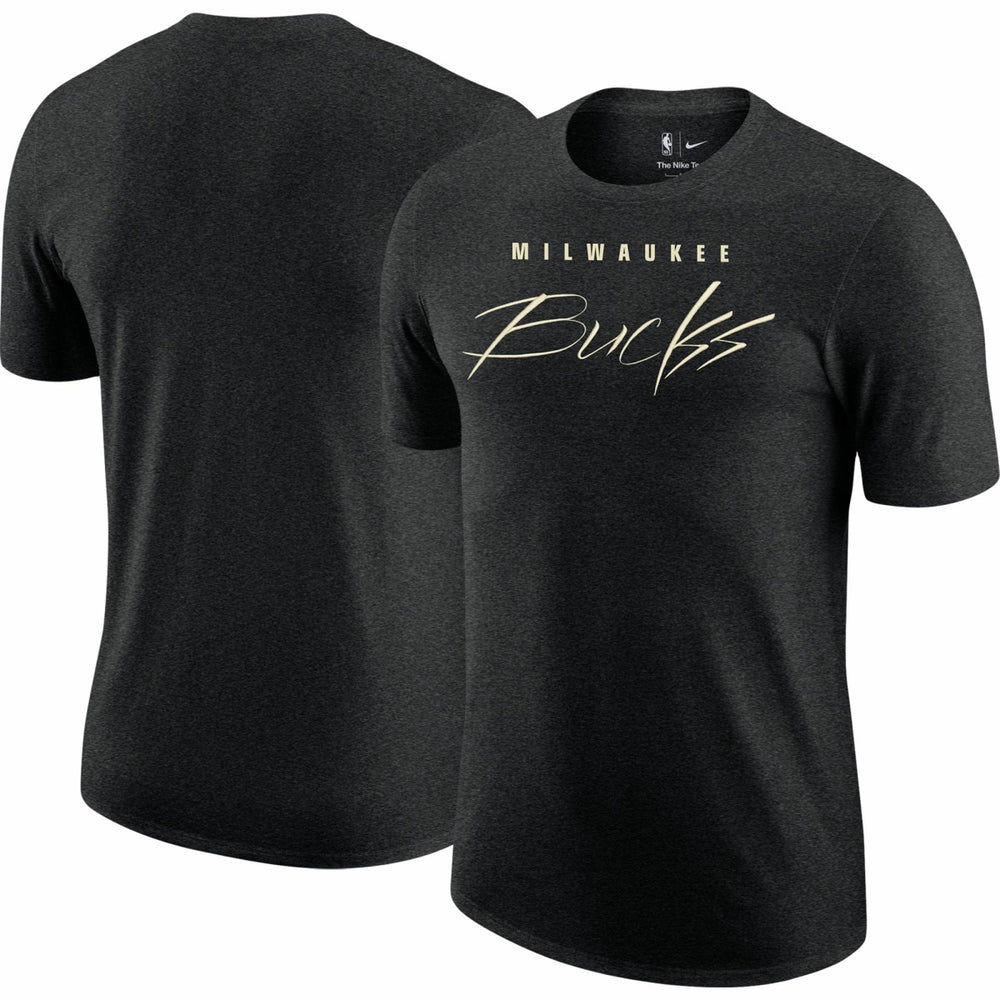 Nike Milwaukee Bucks Courtside Versus Flight Max90 T-Shirt Heather Black