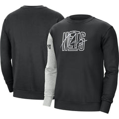 Nike Brooklyn Nets Courtside Versus Force & Flight Pullover Sweatshirt Black/Heather Gray