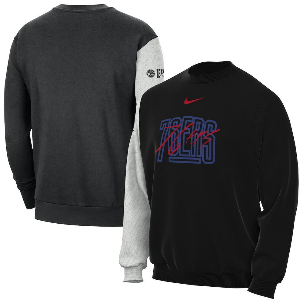 Nike Philadelphia 76ers Courtside Versus Force & Flight Pullover Sweatshirt Black/Heather Gray