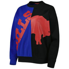 Buffalo Bills Women's Big Face Pullover Sweatshirt - Royal/Black - Mitchell & Ness