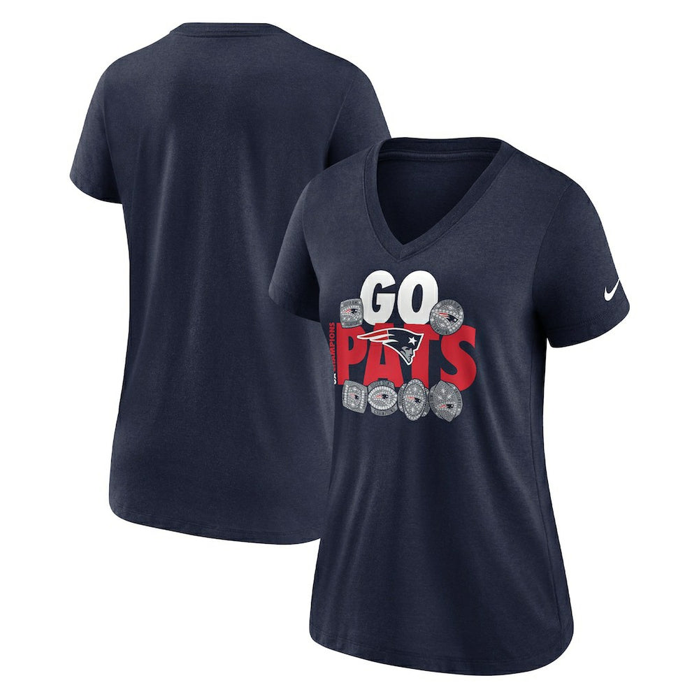New England Patriots Women's Hometown Collection Tri-Blend V-Neck T-Shirt - Navy - Nike