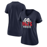 New England Patriots Women's Hometown Collection Tri-Blend V-Neck T-Shirt - Navy - Nike