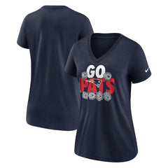 New England Patriots Women's Hometown Collection Tri-Blend V-Neck T-Shirt - Navy - Nike