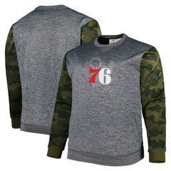 Fanatics Philadelphia 76ers Big & Tall Camo Stitched Sweatshirt Heather Charcoal