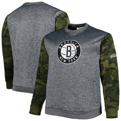 Fanatics Brooklyn Nets Big & Tall Camo Stitched Sweatshirt Heather Charcoal