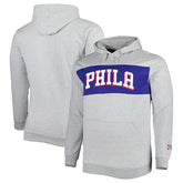 Fanatics Philadelphia 76ers Big & Tall Wordmark Pullover Hoodie Heather Gray