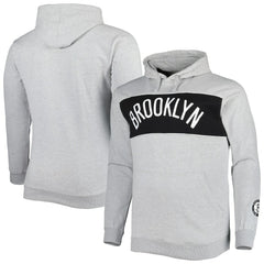 Fanatics Brooklyn Nets Big & Tall Wordmark Pullover Hoodie Heather Gray