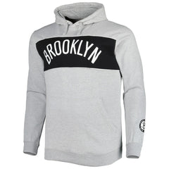 Fanatics Brooklyn Nets Big & Tall Wordmark Pullover Hoodie Heather Gray