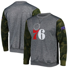 Fanatics Philadelphia 76ers Camo Stitched Sweatshirt Heather Charcoal