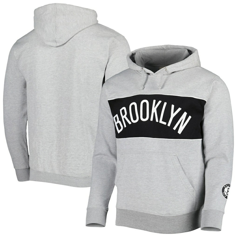 Fanatics Brooklyn Nets Wordmark French Terry Pullover Hoodie Heather Gray