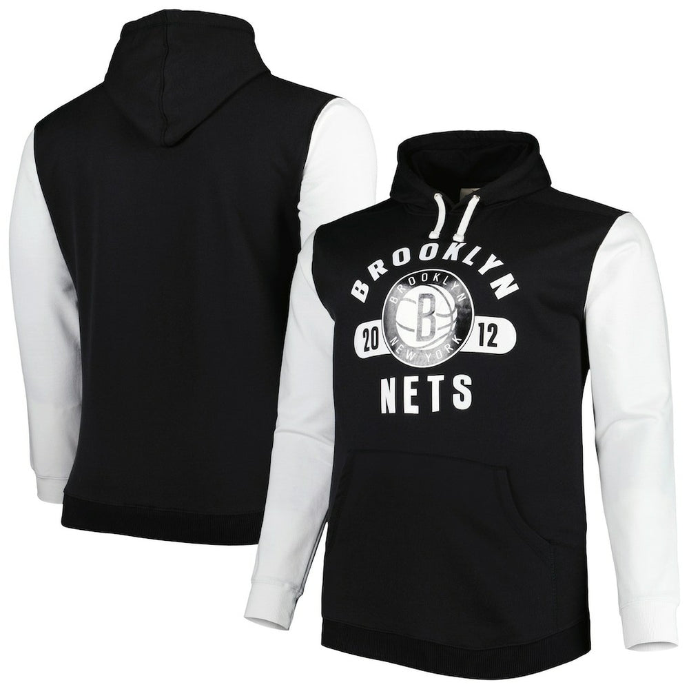 Fanatics Brooklyn Nets Big & Tall Bold Attack Pullover Hoodie Black/White