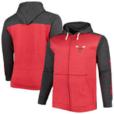 Fanatics Chicago Bulls Big & Tall Down and Distance Full-Zip Hoodie Heathered Red/Heathered Black