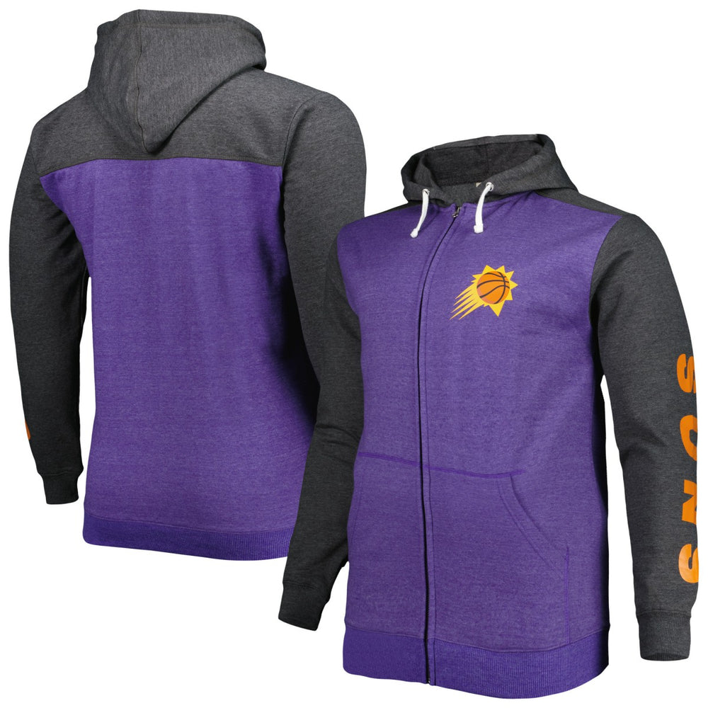 Fanatics Phoenix Suns Big & Tall Down and Distance Full-Zip Hoodie Purple/Heathered Black