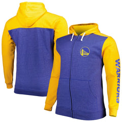 Fanatics Golden State Warriors Big & Tall Down and Distance Full-Zip Hoodie Royal/Gold
