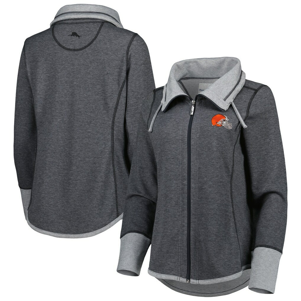 Cleveland Browns Women's Sport Sun Fade Full-Zip Sweatshirt - Heathered Black - Tommy Bahama