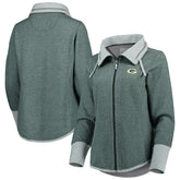 Green Bay Packers Women's Sport Sun Fade Full-Zip Sweatshirt - Heathered Green - Tommy Bahama
