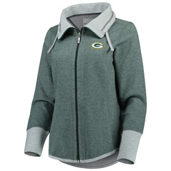 Green Bay Packers Women's Sport Sun Fade Full-Zip Sweatshirt - Heathered Green - Tommy Bahama