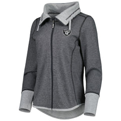 Las Vegas Raiders Women's Sport Sun Fade Full-Zip Sweatshirt - Heathered Black - Tommy Bahama