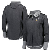 New Orleans Saints Women's Sport Sun Fade Full-Zip Sweatshirt - Heathered Black - Tommy Bahama