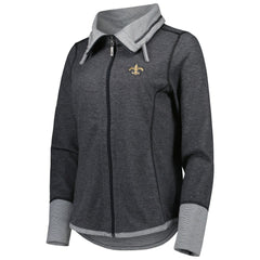 New Orleans Saints Women's Sport Sun Fade Full-Zip Sweatshirt - Heathered Black - Tommy Bahama